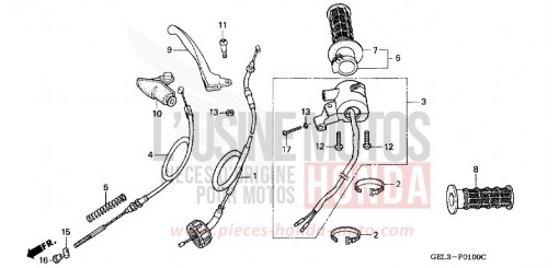 LEVIER DE GUIDON/COMMUTATEUR/CABLE XR50R3 de 2003